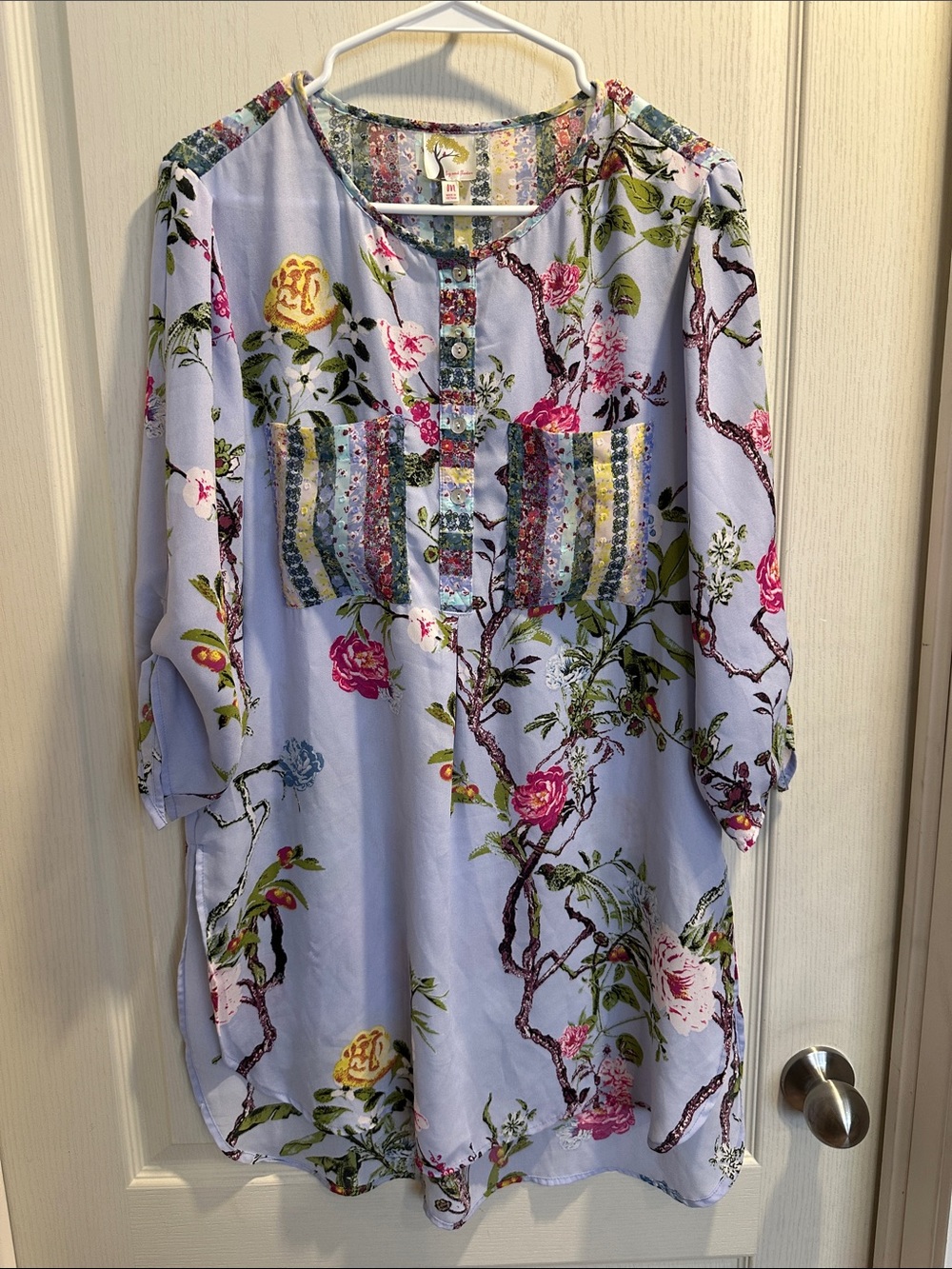 fig and flower lightweight patchwork style tunic sz M | boho Fairiecore